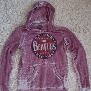 The Beatles U.S. Tour 1964 Burnout Hoodie Women’s S Maroon Distressed Pullover